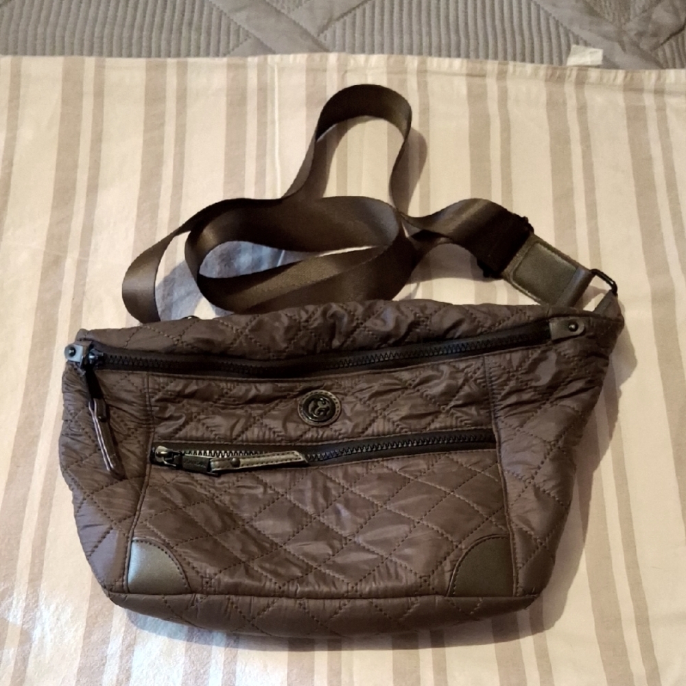 Joan&David Quilted Sage Green Crossbody Bag